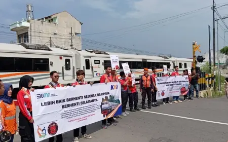 Momen Harkitnas, Warga Blitar Diingatkan Soal Keselamatan saat Melintas di Perlintasan KA Sebidang