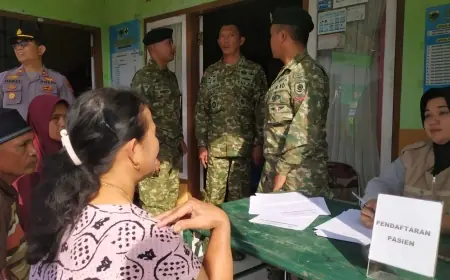 Pengobatan Gratis Yonif 514 Raider di Desa Kaligedang Ijen Bondowoso, Disambut Antusias Warga