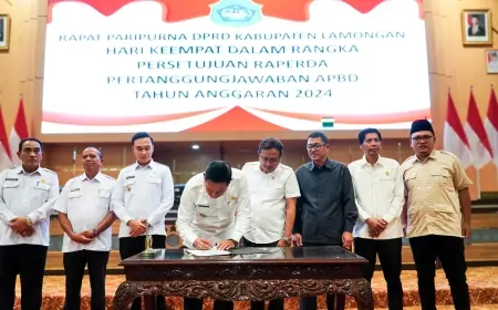 Raperda Pertanggungjawaban APBD Lamongan 2024 Disetujui, Realisasi Pendapatan Capai 90.81 Persen