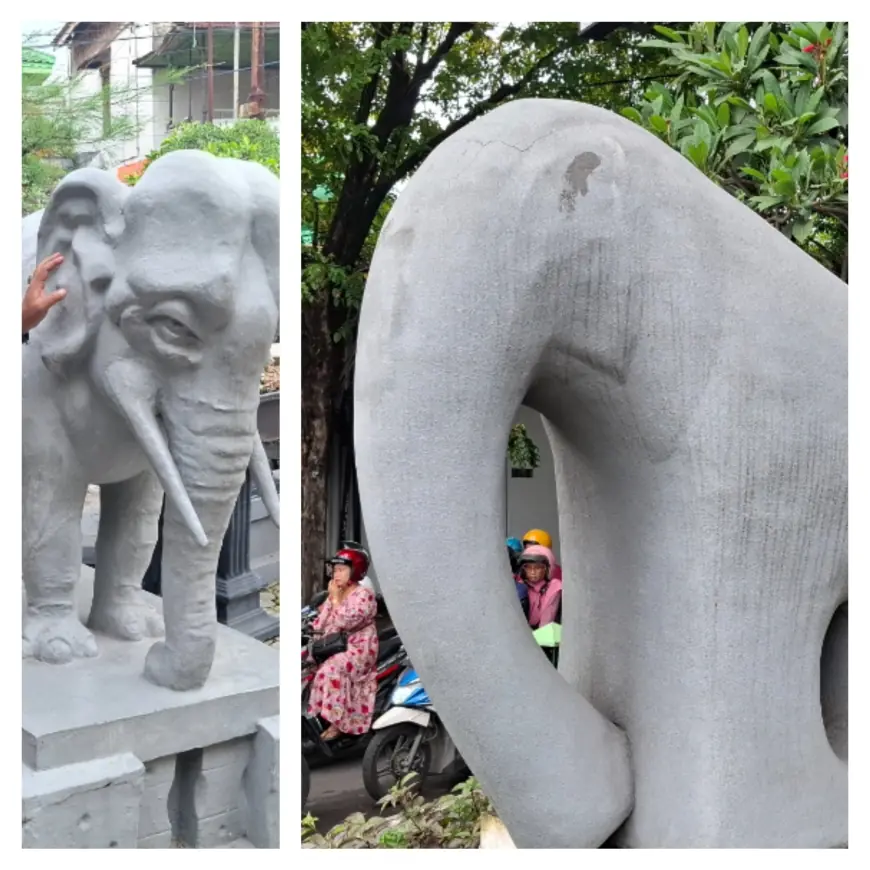Baru 5 Tahun Replika Patung Gajah Mungkur Senilai Rp1 M Rusak, Aslinya Masih Kokoh sejak 1896