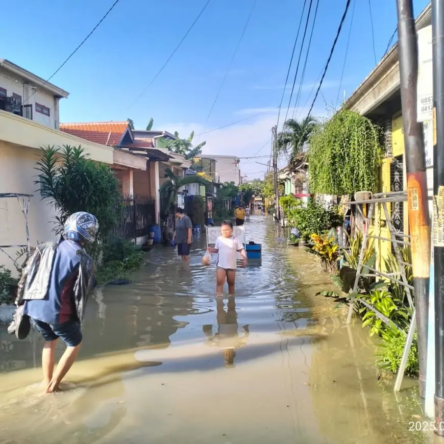 Hujan Lebat, Sejumlah Jalan dan Rumah di Driyorejo Gresik Tergenang Banjir