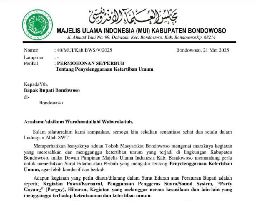 Surat Cinta MUI untuk Bupati Bondowoso