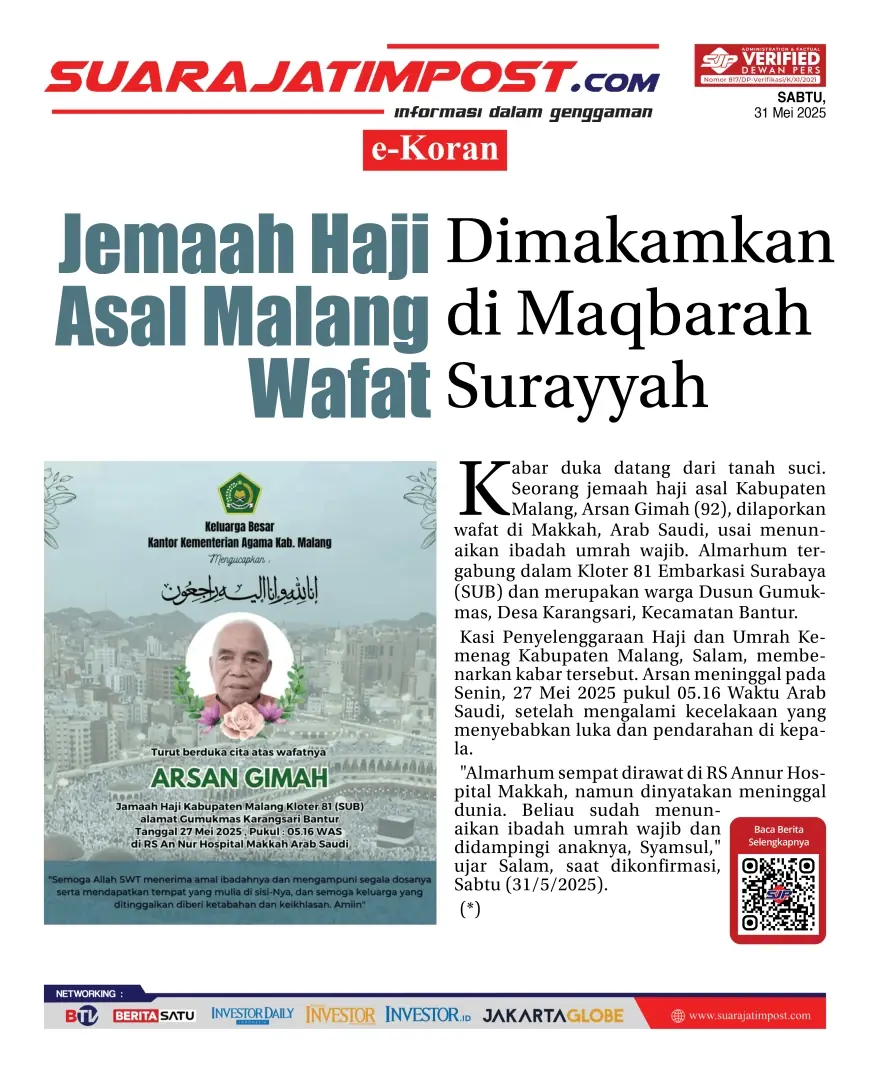 eKoran, Edisi Sabtu, 31 Mei 2025