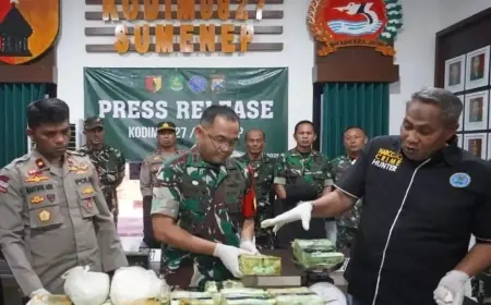 Polres Sumenep Serahkan Sabu Temuan Nelayan Seberat 35 Kg ke Polda Jatim