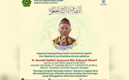 Jemaah Haji Asal Mojokerto Wafat Usai Lempar Jumrah di Lembah Mina
