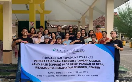 Mahasiswa FTP UC Surabaya Dukung UMKM Rejoagung Naik Kelas lewat Pelatihan CPPOB dan Bantuan Alat Produksi