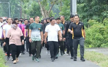Semarak Hari Bhayangkara ke-79, Polres Nganjuk Gelar Olahraga Bersama Forkopimda dan Masyarakat