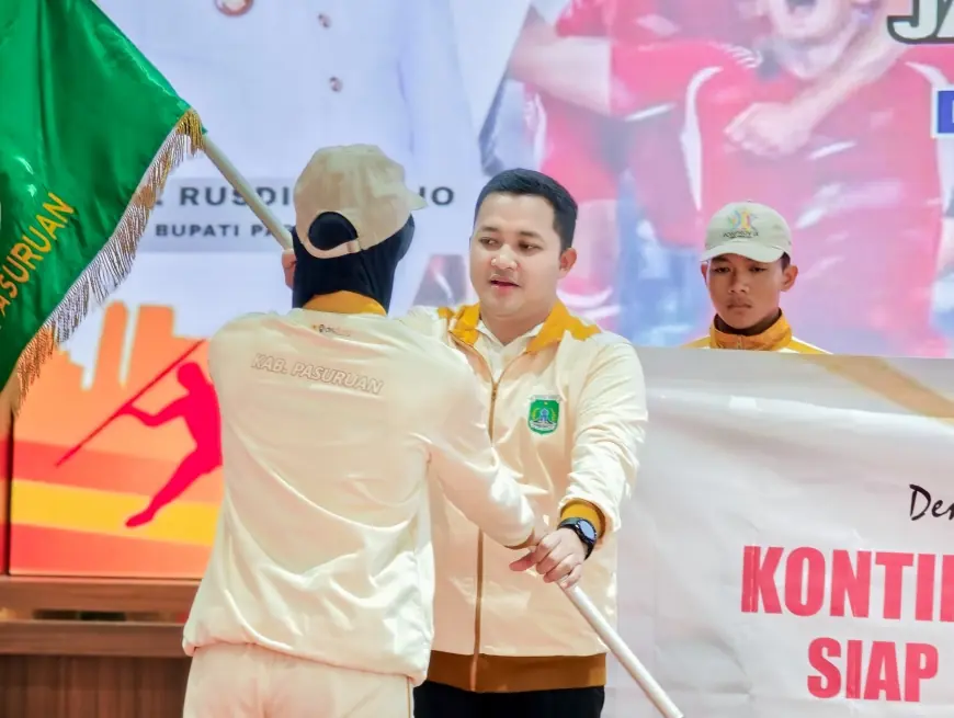 Mas Rusdi Berangkatkan Kontingen Porprov, Doakan Atlet Pasuruan Raih 40 Medali