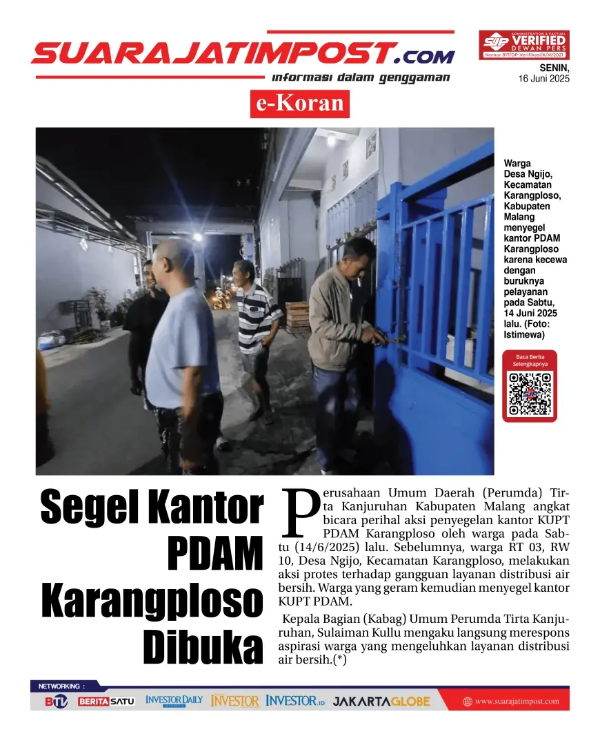 eKoran, Edisi Senin, 16 Juni 2025