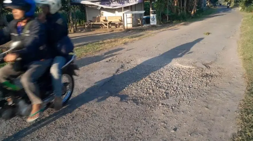 Rusak Parah, Jalan Poros Desa Kelutan - Ngronggot Nganjuk Dikeluhkan Warga