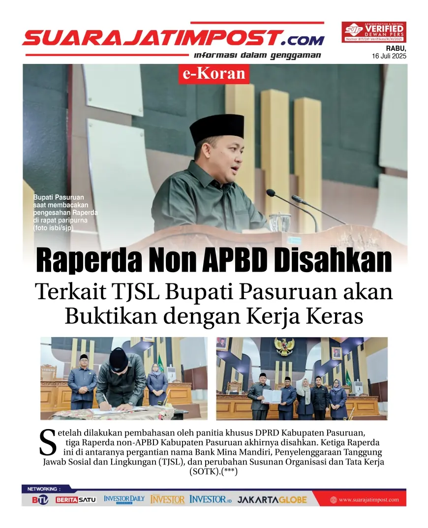 eKoran, Edisi Rabu, 16 Juli 2025