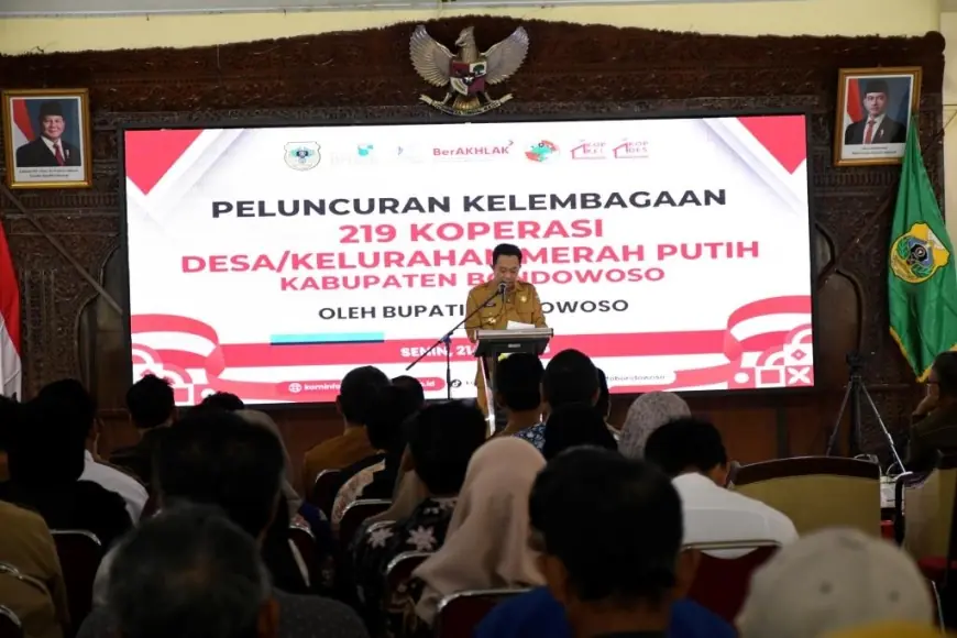Serentak, Bupati Bondowoso Resmikan 219 Koperasi Desa Merah Putih