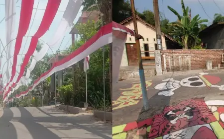 Semarak HUT RI di Mojokerto: Bendera 600 Meter dan Mural One Piece Jadi Sorotan