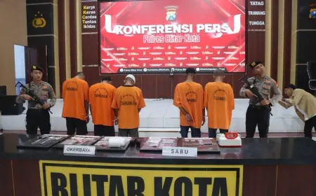 Jaringan Narkoba Lintas Daerah Terbongkar, 5 Tersangka Ditangkap di Blitar dan Tulungagung