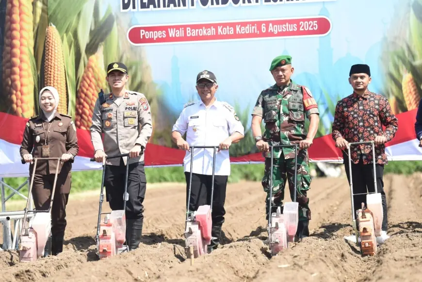 Ikuti Gerakan Penanaman Jagung Bersama Santri Serentak di Lahan Ponpes, Gus Qowim Dukung Program Ketahanan Pangan Nasional