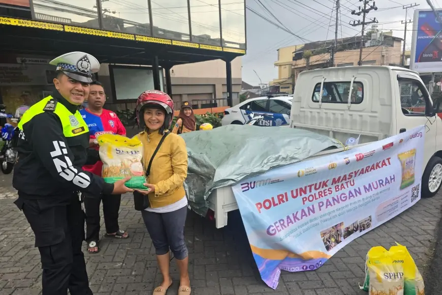 Warga Kota Batu Serbu Gerakan Pangan Murah Satlantas, 805 Kilogram Beras Ludes Terjual dalam Hitungan Hari