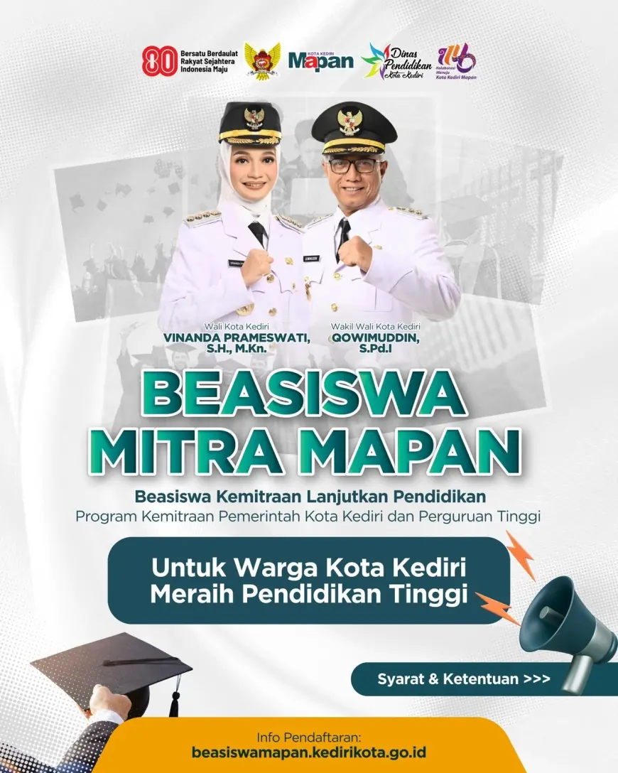 Pemkot Kediri Buka Beasiswa Mitra Mapan, Ajak Warga Raih Pendidikan Tinggi