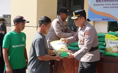 Gerakan Pangan Murah di Polres Nganjuk, 100 Paket Beras Diserbu Warga