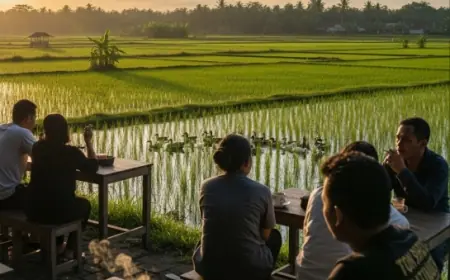 Fenomena Nongkrong di Warung Kopi Pinggir Sawah, Santai Sambil Menikmati Alam