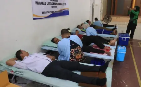 HUT ke-70 Lantas, Polres Probolinggo Kota Gandeng Ojol dan PMI Gelar Aksi Donor Darah