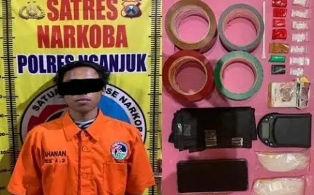 Polisi Ringkus Pemuda Nganjuk, Amankan Sabu Seberat 3,69 gram di Rumahnya