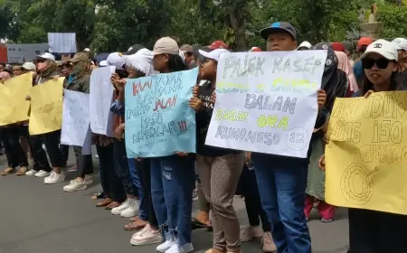 Warga Wonorejo Demo DPRD Tulungagung, Tuntut Perbaikan Jalan Lingkar Waduk yang Rusak 20 Tahun