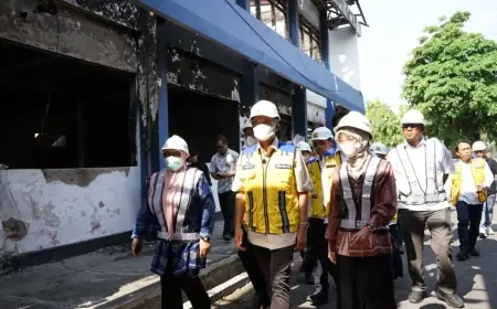 Mbak Wali Bersama Pimpinan DPRD Dampingi Menteri PU Tinjau Kondisi Gedung DPRD Kota Kediri Pasca Terbakar