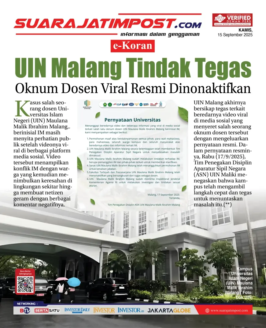 eKoran, Edisi Kamis, 18 September 2025