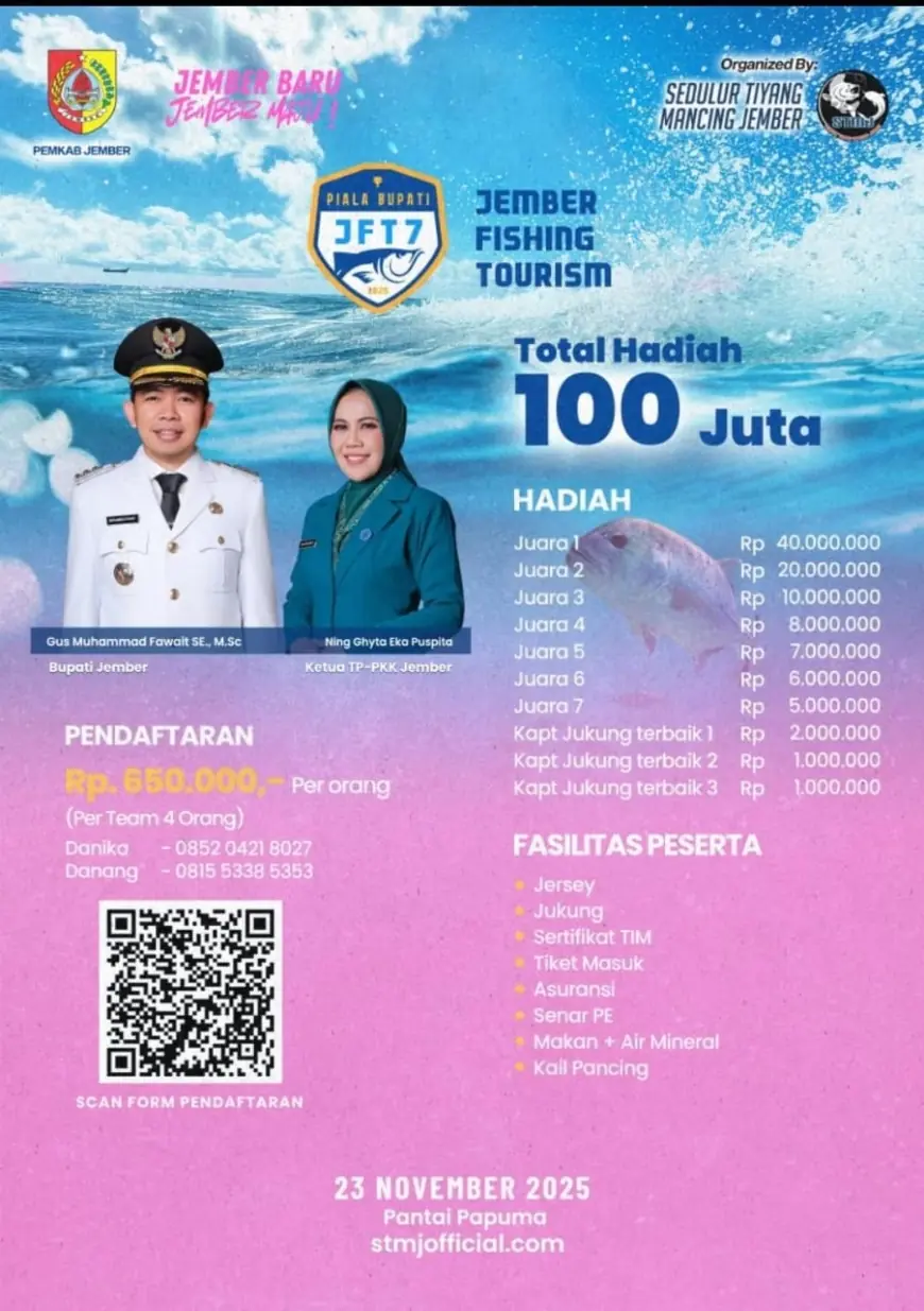 Piala Bupati Jember Fishing Tourism 2025 Siap Digelar, Hadiah Ratusan Juta Menanti