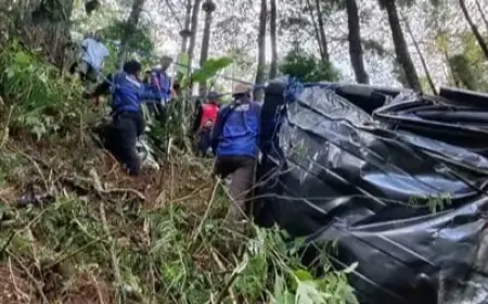 Diduga akibat Rem Blong, Innova Terjun ke Jurang Pacet Mokokerto, Dua Orang Tewas