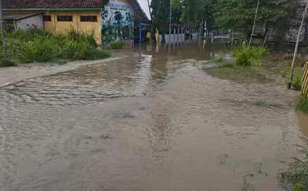 Sungai Meluap, Jalan dan SD di Gresik Terendam Banjir