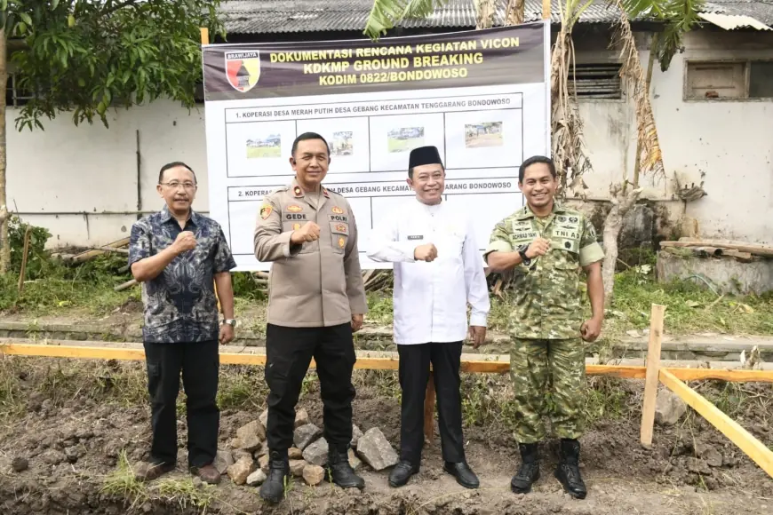 Bangun Ekonomi, Bupati Bondowoso Hadiri Groundbreaking 800 Koperasi Merah Putih di Desa Gebang