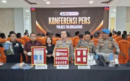 Satresnarkoba Polres Tulungagung Ungkap 36 Kasus Narkoba, 40 Tersangka Ditangkap