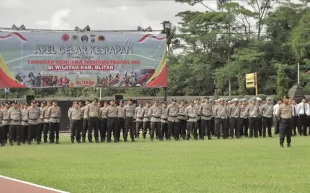 Siaga Bencana di Kabupaten Blitar, Polres Blitar Kerahkan Ratusan Personel