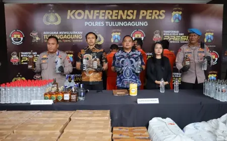 Polres Tulungagung Bongkar Jaringan Miras Online Sistem COD, Ribuan Botol Miras Disita