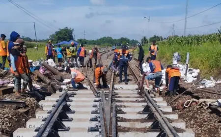 Tingkatkan Keselamatan Jelang Angkutan Nataru, KAI Daop 7 Madiun Lakukan Penggantian Wesel di Stasiun Talun