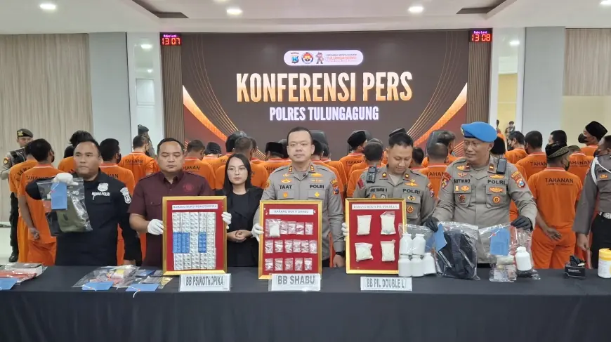 Satresnarkoba Polres Tulungagung Ungkap 36 Kasus Narkoba, 40 Tersangka Ditangkap