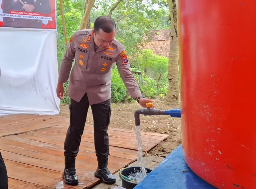 Warga Pakisrejo Tak Lagi Risau Saat Kemarau, Sumur Bor Bantuan Polres Tulungagung Resmi Beroperasi