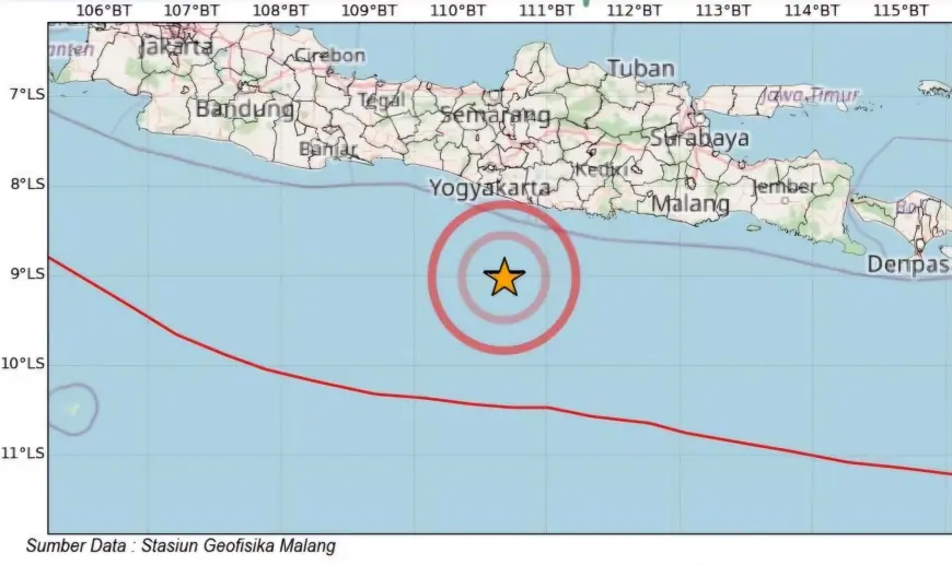 BMKG: Gempa 4,1 di Barat Daya Pacitan Berpusat di Kedalaman 10 Km