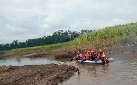 Bocah Diduga Terpeleset ke Sungai Brantas Kawasan Sengguruh Malang, Tim Gabungan Lakukan Pencarian