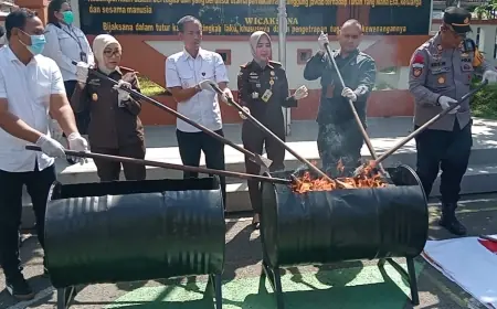 Narkoba Menjamur di Kota Santri, Kejari Jombang Musnahkan Puluhan Ribu Barang Bukti
