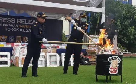 Bea Cukai Musnahkan 9,38 Juta Batang Rokok Ilegal, Potensi Kerugian Negara Capai Rp9,07 Miliar