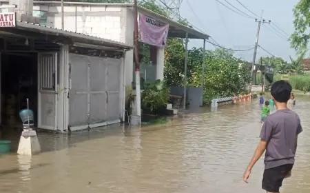 Anak Kali Lamong Meluap, Tiga Desa di  Mojokerto Terendam Banjir