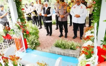 Kapolri Bareng Gubernur Jatim Ziarah Makam dan Letakkan Batu Pertama Museum Marsinah di Nganjuk