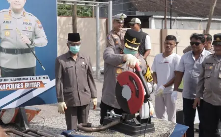 Polres Blitar Musnahkan Ribuan Botol Miras dan Knalpot Brong