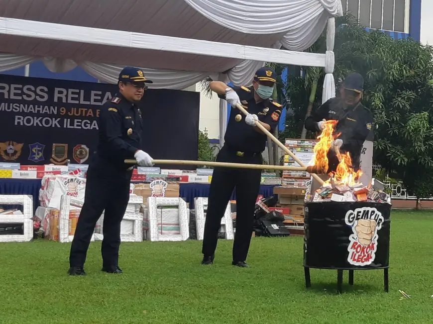 Bea Cukai Musnahkan 9,38 Juta Batang Rokok Ilegal, Potensi Kerugian Negara Capai Rp9,07 Miliar