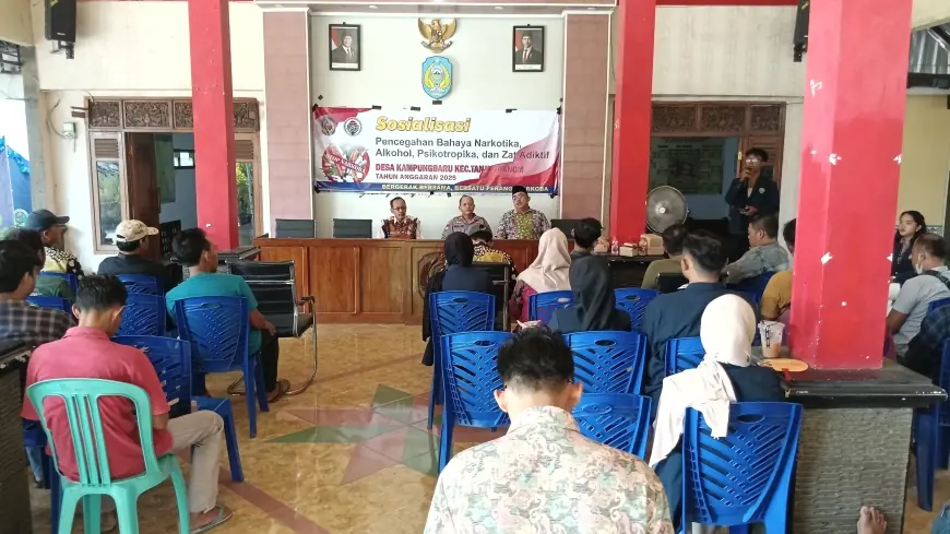 Mahasiswa KKN UNESA Gandeng Pemdes Kampungbaru Gelar Sosisalisasi Bahaya Narkoba
