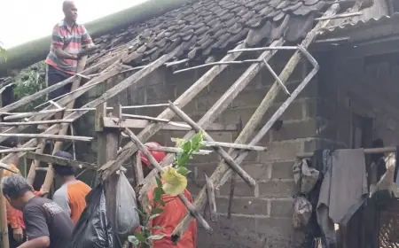 Diterjang Angin Kencang, Rumah Warga Garum Blitar Tertimpa Pohon