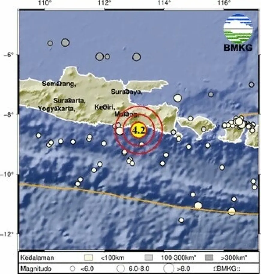 Aktivitas Seismik Guncang Selatan Jawa Timur: Gempa M 4,2 di Lumajang dan M 2,4 di Trenggalek