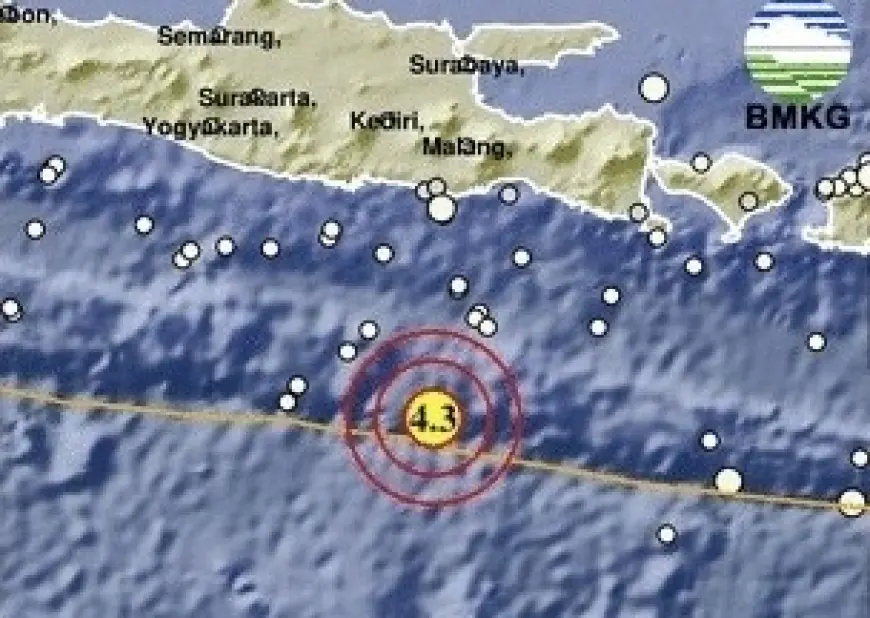 Gempa Dangkal Magnitudo 4,3 Guncang Perairan Selatan Malang